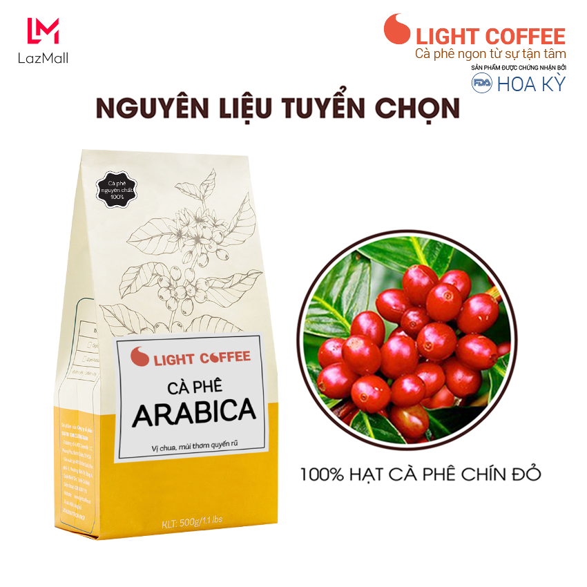 Cà Phê hạt Arabica nguyên chất 100% - Light Coffee - 500gr