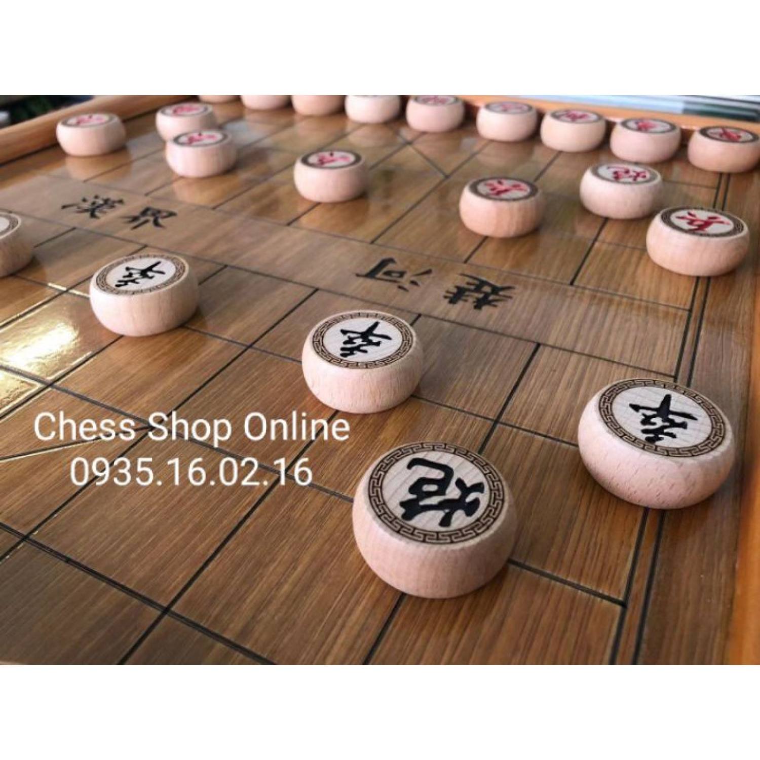 Quân cờ tướng gỗ sồi viền vân 3.8cm ( không kèm bàn gỗ)