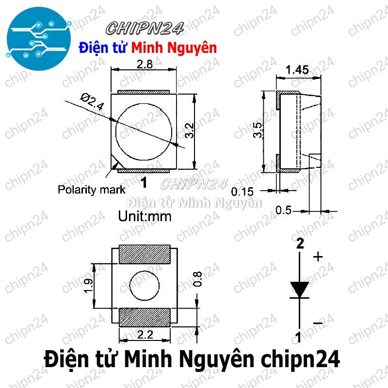 [10 con] (KX) Led Dán 3528 Đỏ