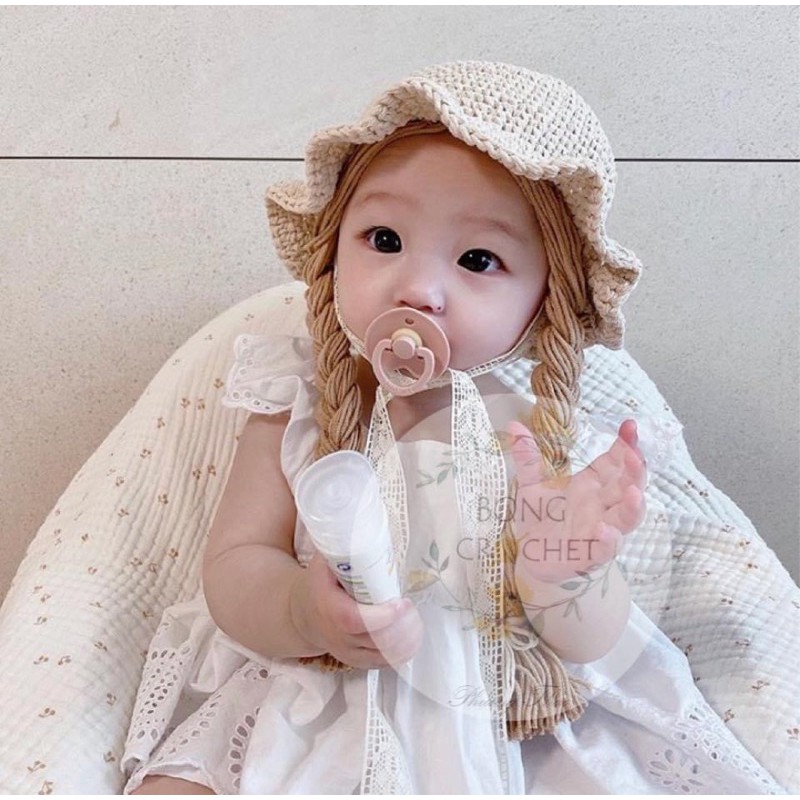 Mũ len bím tóc trơn ? xinh cho bé yêu ?