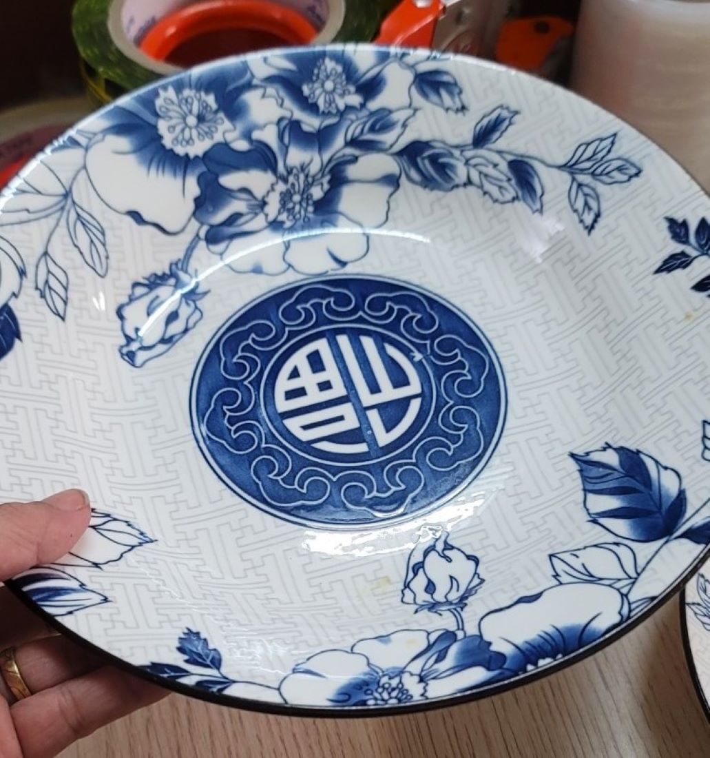 DĨA TRÒN SÂU GỐM SỨ HỌA TIẾT CHỮ PHÚC – SIZE CỠ 8,9