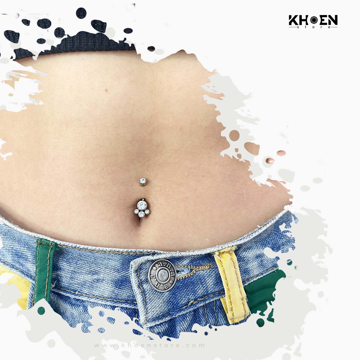 ( 1 chiếc ) Khuyên Rốn chân mèo - Titan - Khoen Store