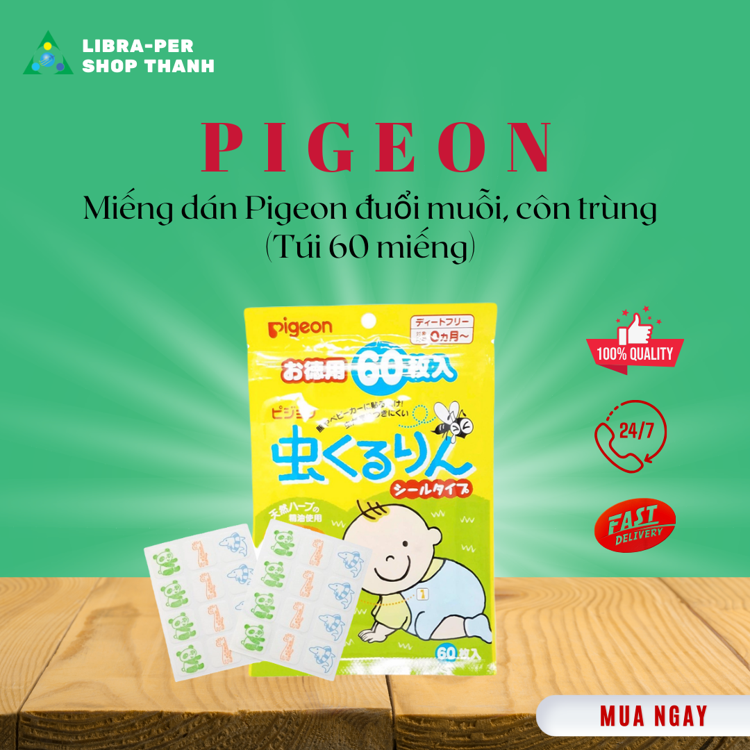 Miếng Dán Pigeon Đuổi Muỗi, Côn Trùng - 60 miếng