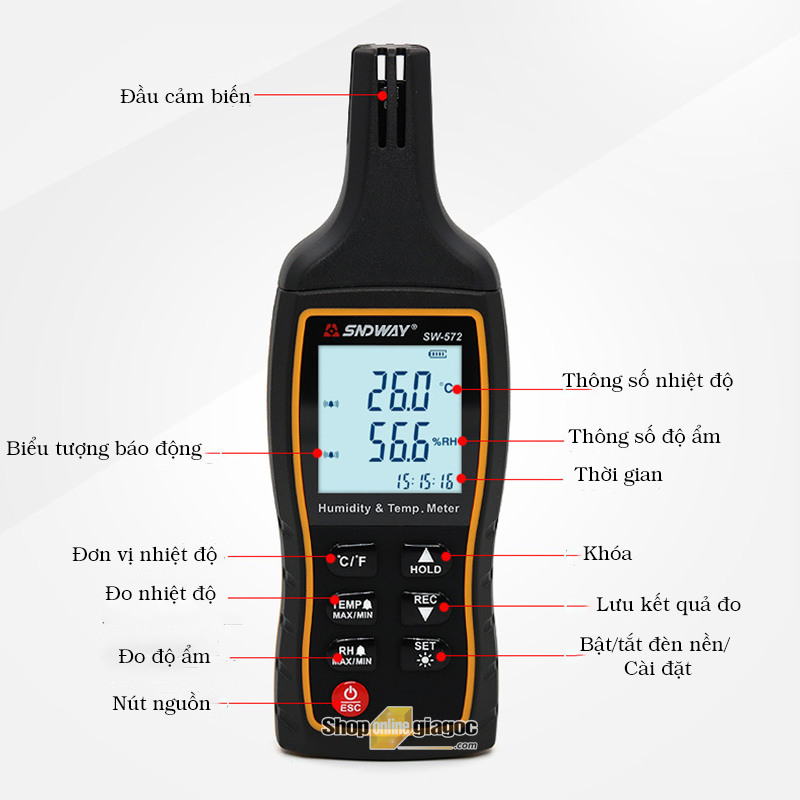 MÁY ĐO NHIỆT ĐỘ VÀ ĐỘ ẨM SNDWAY SW 572