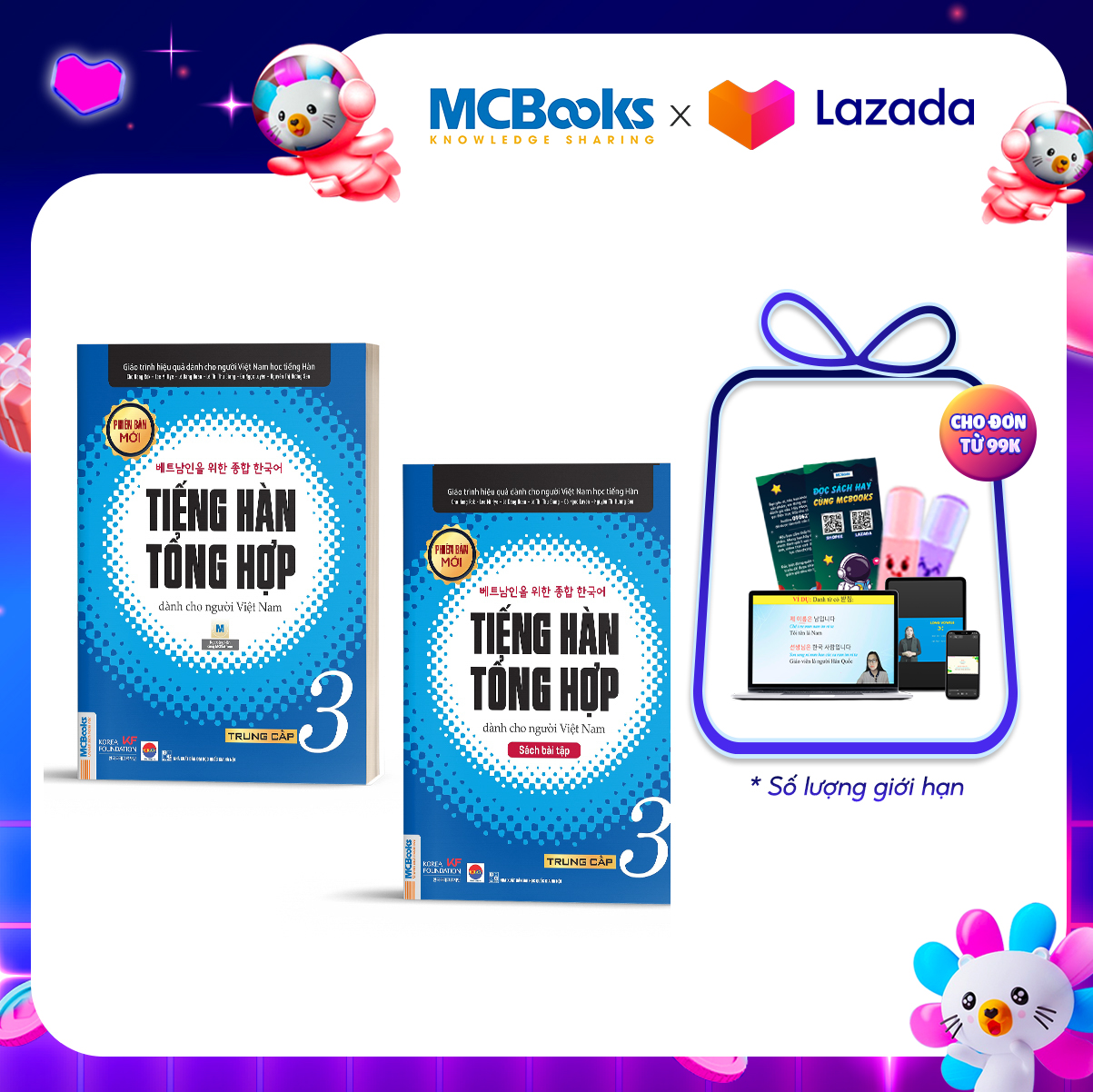 Combo Tiếng Hàn Tổng Hợp Trung cấp 3 Dành Cho Người Việt Nam Bản Đen Trắng - Mcbooks