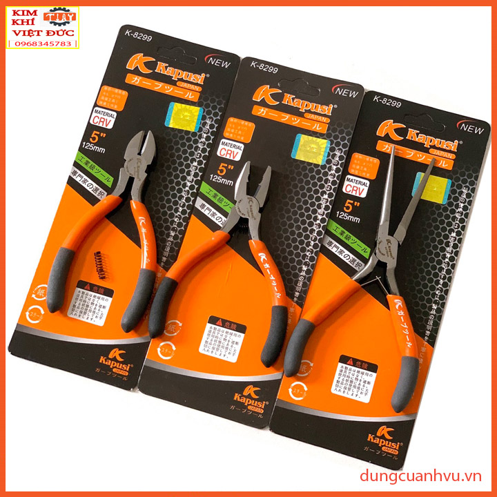 Bộ 3 Kìm điện kìm cắt kìm nhọn Kapusi 5 in cao cấp