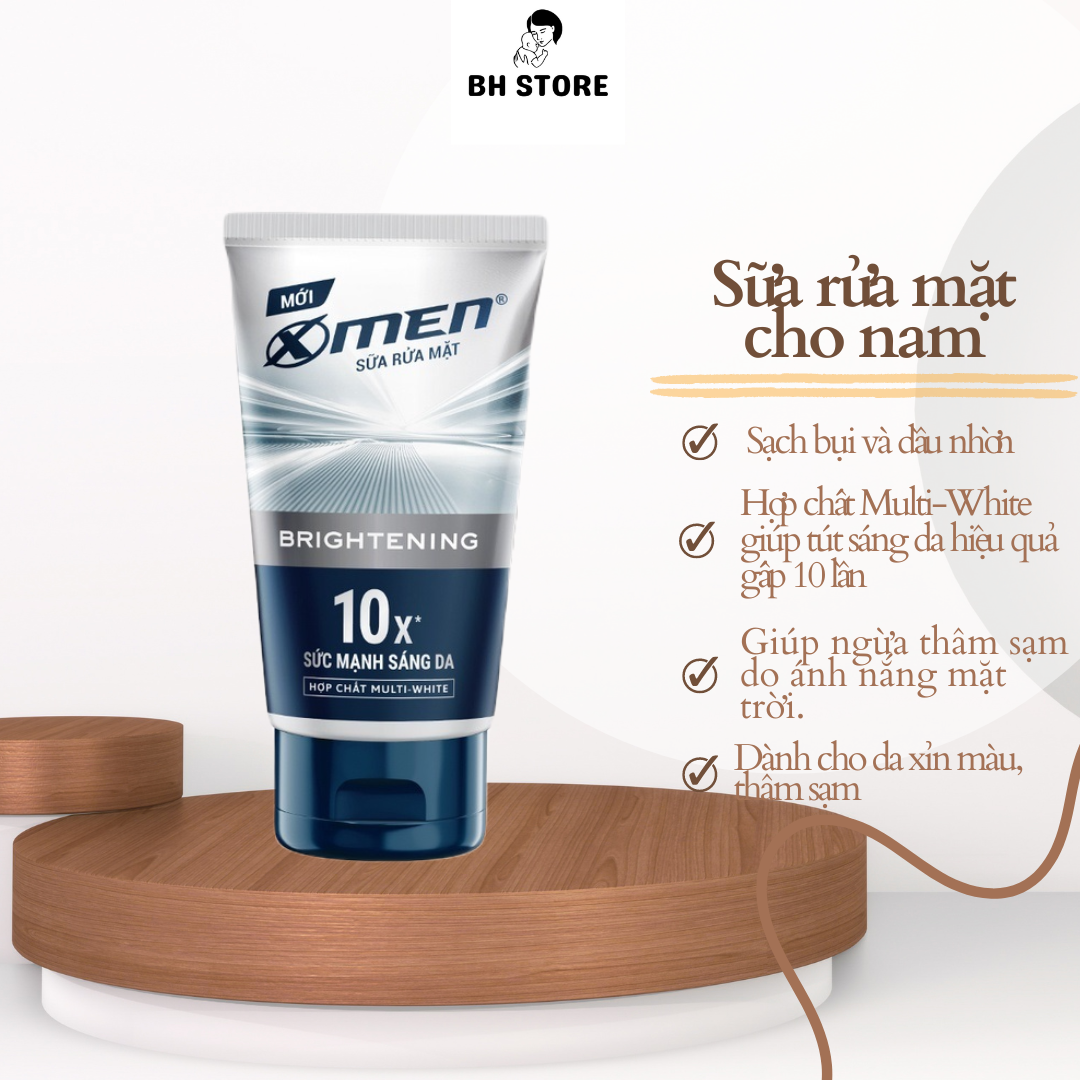 Sữa rửa mặt cho nam X-men brightening 10X Sáng da 100gr