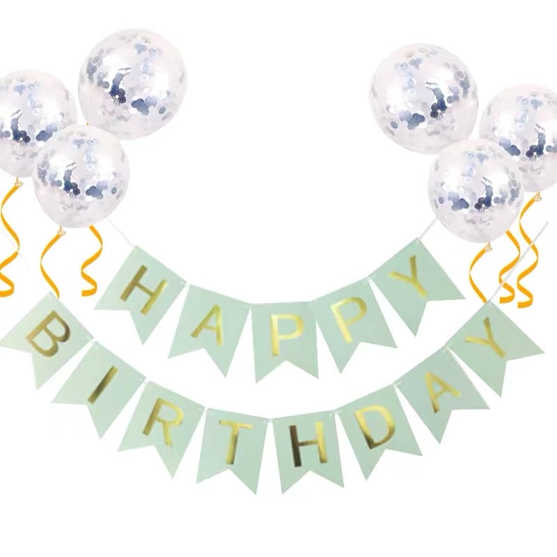Dây cờ chữ happy birthday , set bóng trang trí sinh nhật phong cách mới