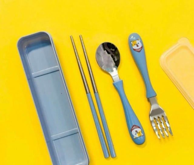 Bộ Đũa Thìa Dĩa Inox Cán Lúa Mạch