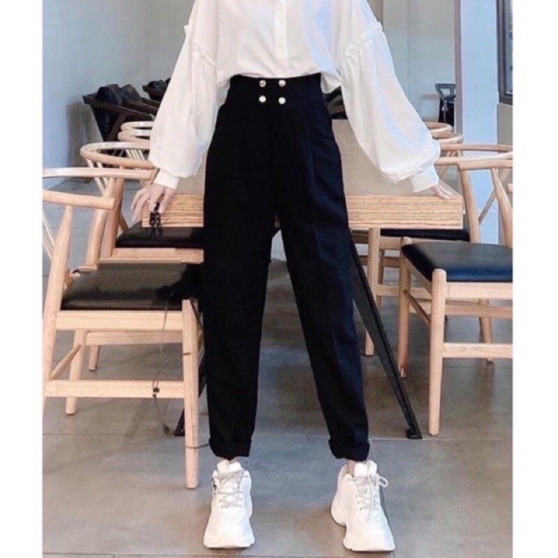 Quần baggy cạp cao 4 cúc