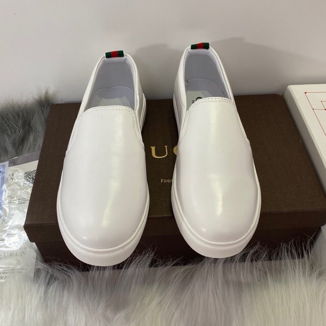 giày slipon trơn trắng bạch công tử đế cao su