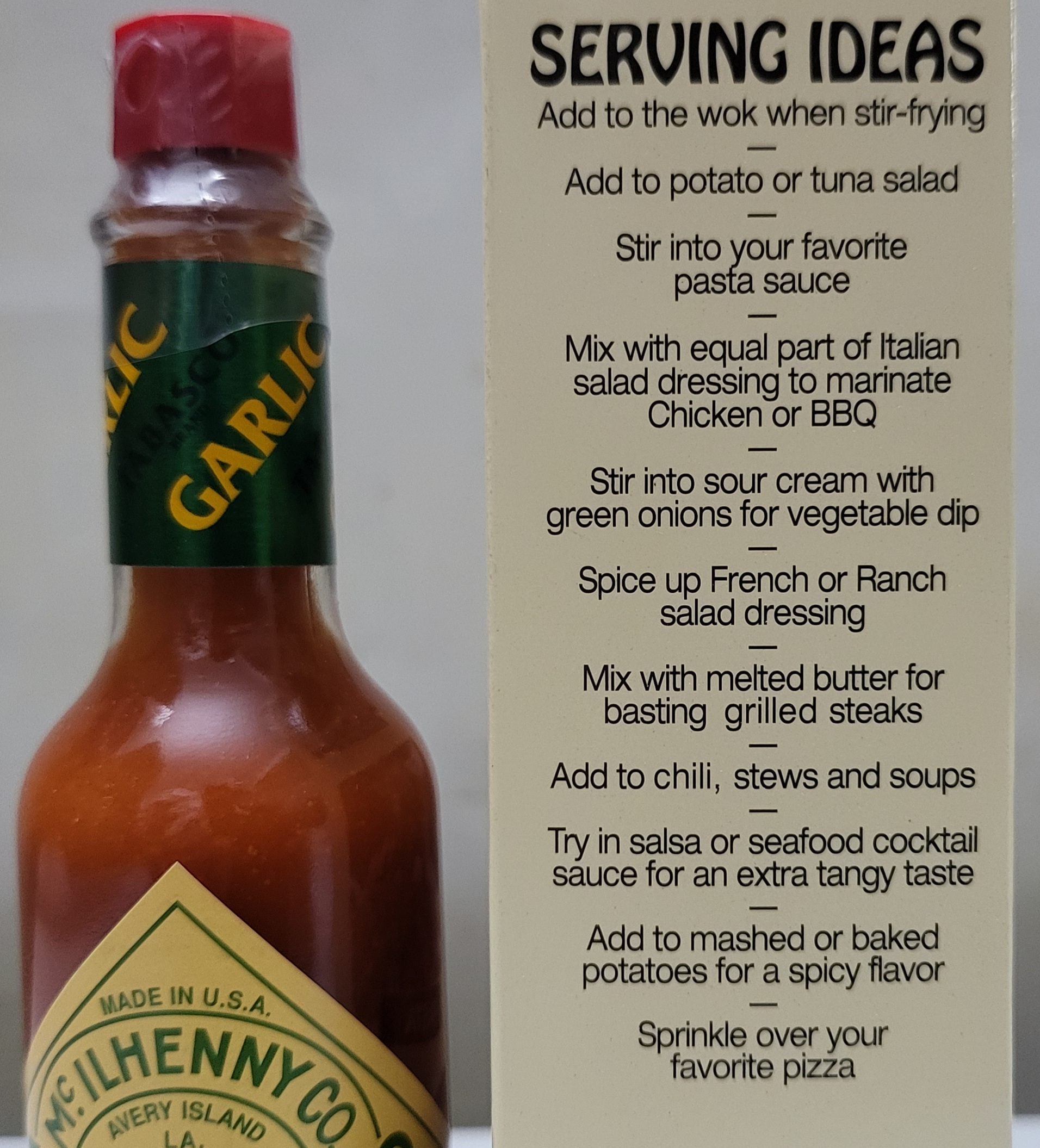[GARLIC 60ml] XỐT ỚT ĐỎ VỊ TỎI [USA] TABASCO Garlic Pepper Sauce (anm)