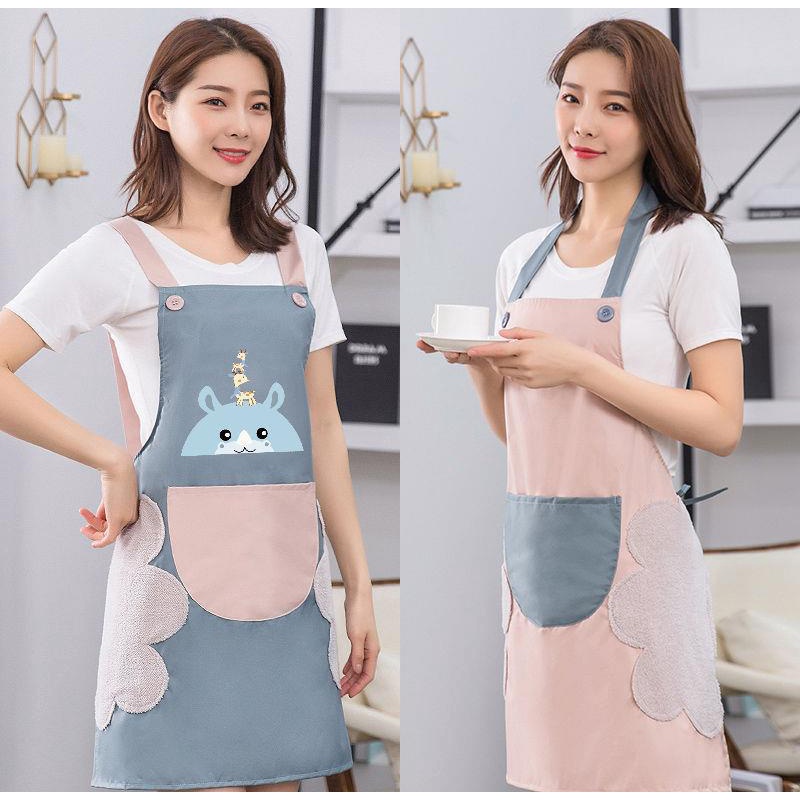 Tạp dề hình hươu ăn đa năng kèm lau tay cao cấp -Tạp dề chống thấm tích hợp lau tay-Tạp dề chống thấm nước
