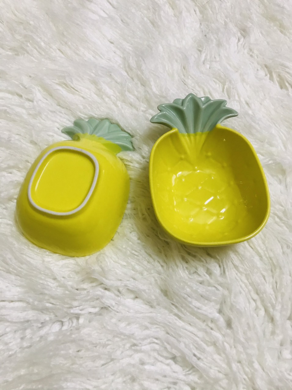 Bát Đĩa Gốm Sứ Tráng Men Hình Trái Dứa Vàng