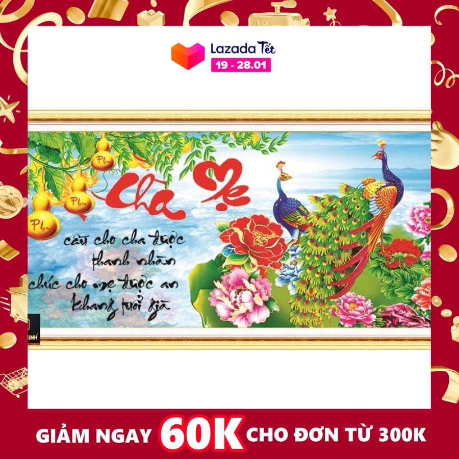 Tranh đính đá cha mẹ vs057 kt:106x55cm