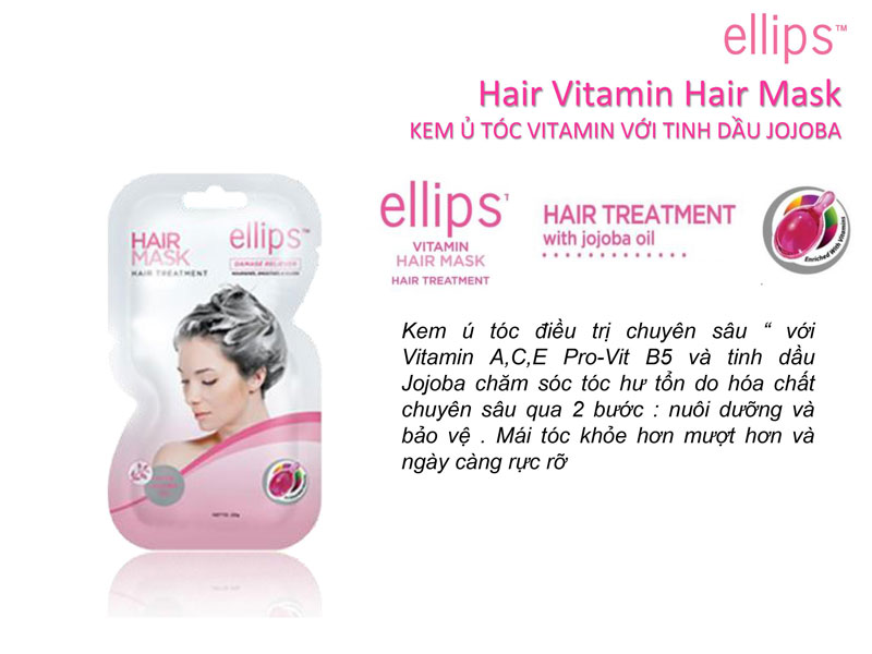 Kem Ủ Tóc Ellips Hair Mask 20g (Dòng Phục Hồi Hư Tổn Màu Hồng)