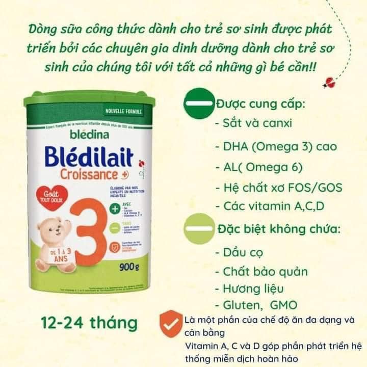 [ Mẫu mới ]Sữa bột BLEDILAIT PHÁP số 3 hộp 900g date 2025