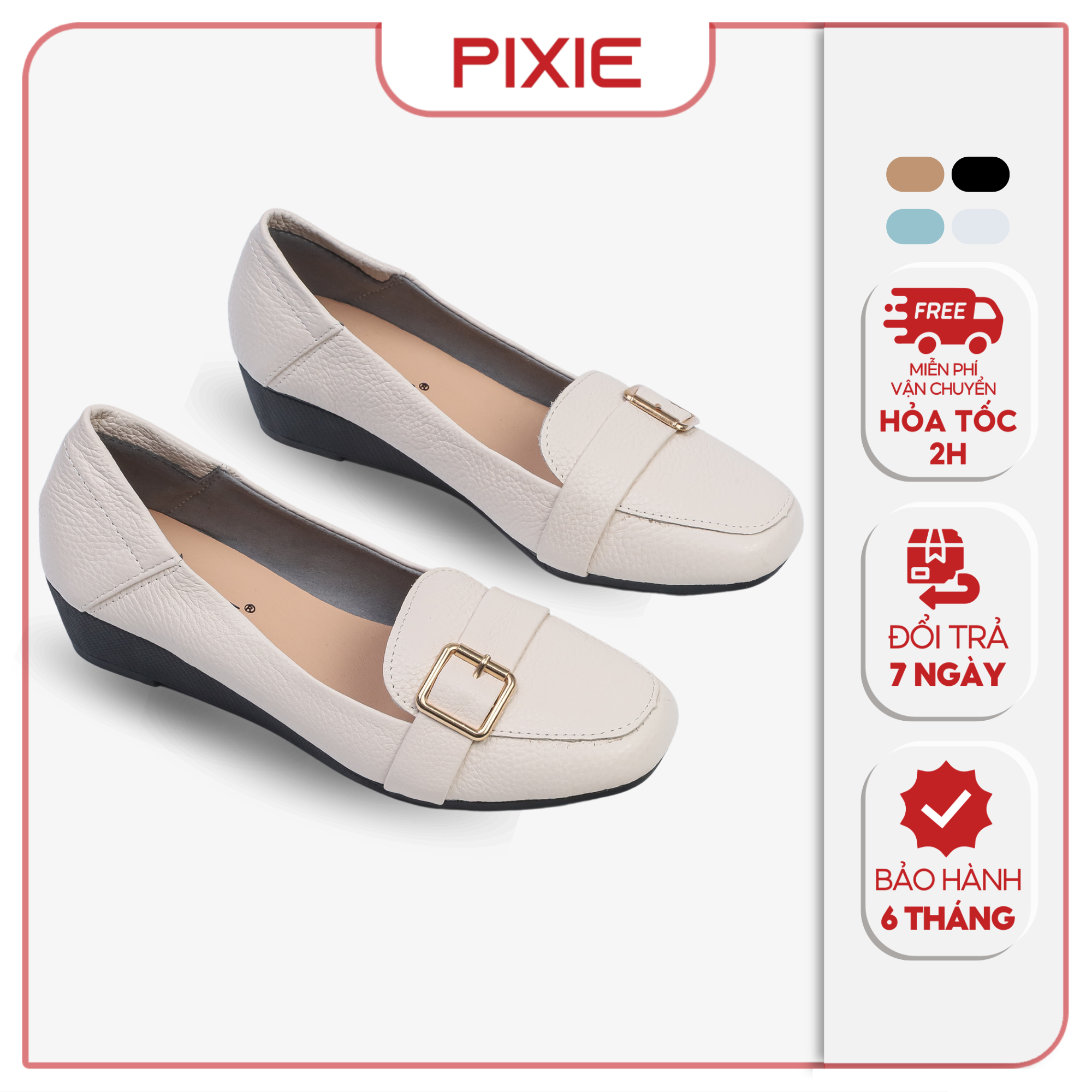 Giày Búp Bê Đế Xuồng Da Thật Gắn Khoá Pixie X596