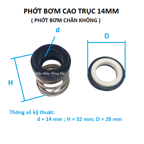 phớt bơm nước lò xo cao trục 8mm đến 14mm -phớt bơm nước chân không 125w-250w