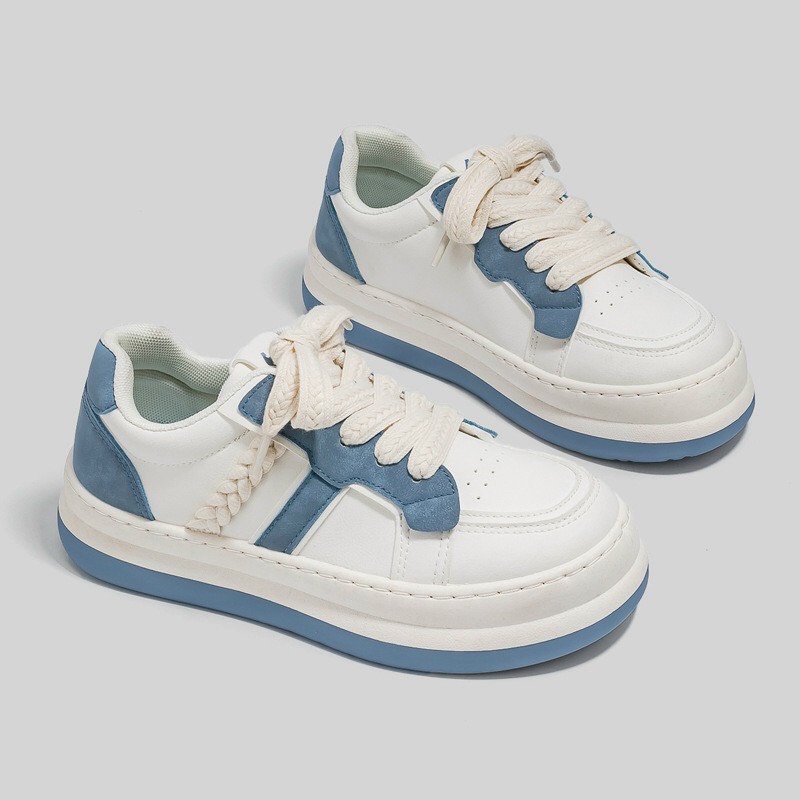Giày sneaker nữ phối màu đến bự độn 2 tầng màu sườn lá