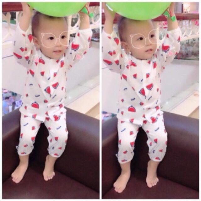 Set 5 bộ cotton dài tay cài khuy giữa( KÈM QUÀ TẶNG )