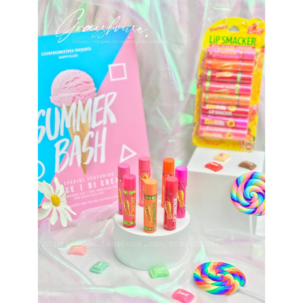 Son dưỡng môi mỹ lip smacker starburst đầy đủ vị kẹo mềm starbrust dưỡng môi cho trẻ em dưỡng môi không màu