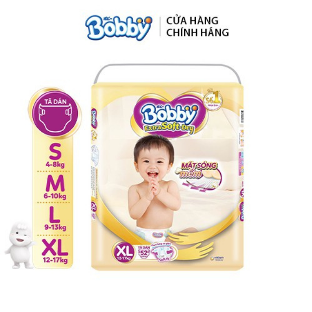 [HCM][TẶNG GỐI ÔM BÚT CHÌ] Có Đủ Size Bỉm/Tã Dán Bobby Vàng Siêu Mềm L58 (HSD:T11/2022-2023)