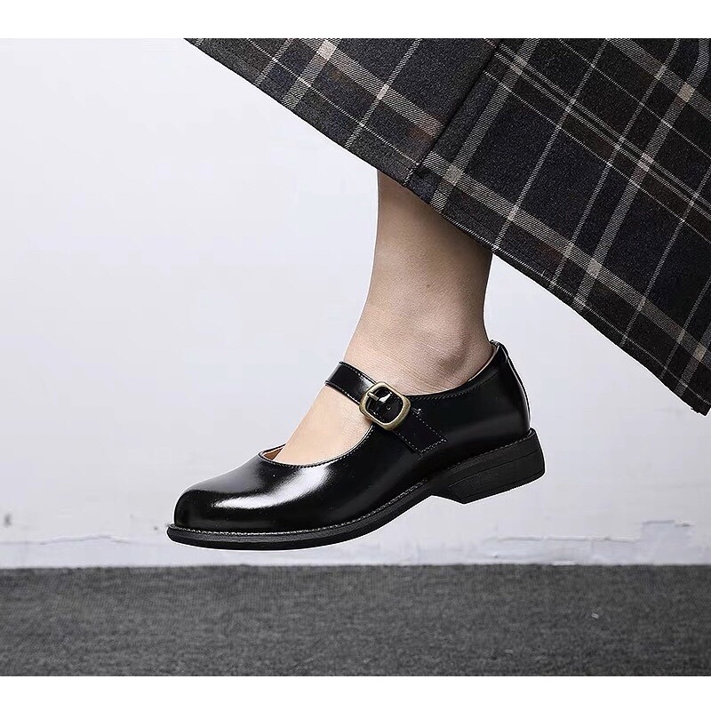 Mary Jane shoes (bản đế thấp)- Giày da bò nữ