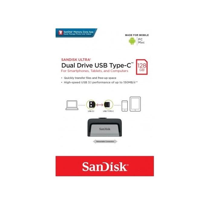 USB OTG Sandisk Ultra Dual TypeC 3.1 dung lượng 128GB tốc độ 150MB/s (Bạc) BẢO HÀNH 2 NĂM