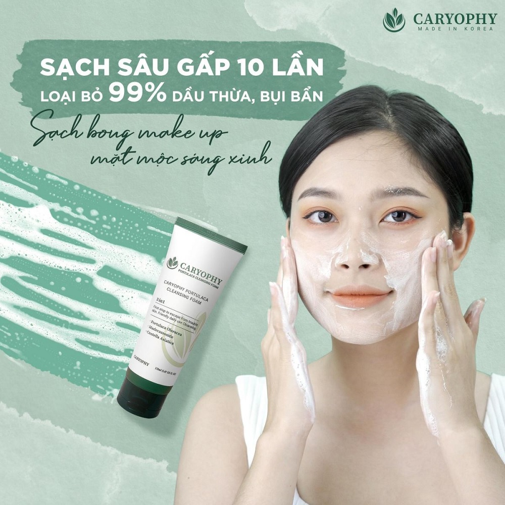 Sữa Rửa Mặt Ngăn Ngừa Mụn, Làm Mờ Thâm Caryophy Portulaca Cleansing Foam 150ml