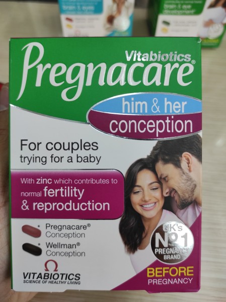 Viên Uống Tăng Khả Năng Thụ Thai Vitabiotic.s Pregna.care Him & Her 60 Viên Của Anh Date Mới nhập khẩu
