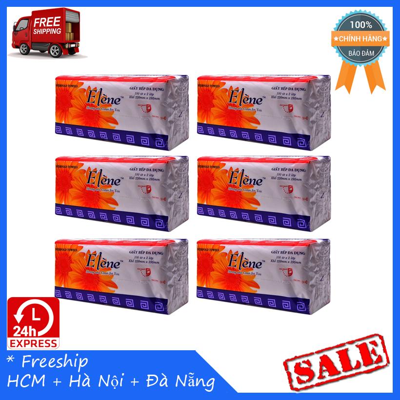 Combo 6 gói Khăn giấy Elene 100 tờ ( 2 lớp ) bếp đa dụng