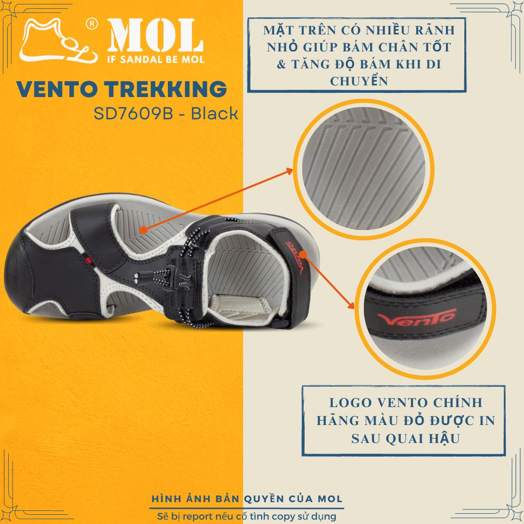 Sandal nam quai bít mũi hiệu Vento SD7609B màu đen