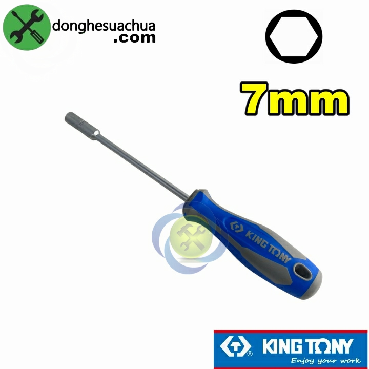 Cán vặn đầu tuýp 7mm kingtony 1450-07 dài 125mm cán cao su
