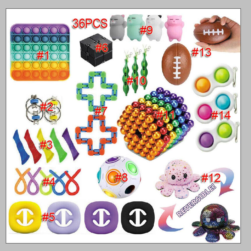 36Pack Fidget Toys Set Sensory Tools Bundle Stress Relief Kids Toy