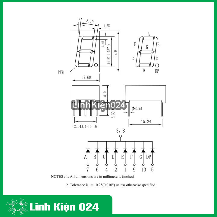 Led 7 thanh anot chung 0,56inch