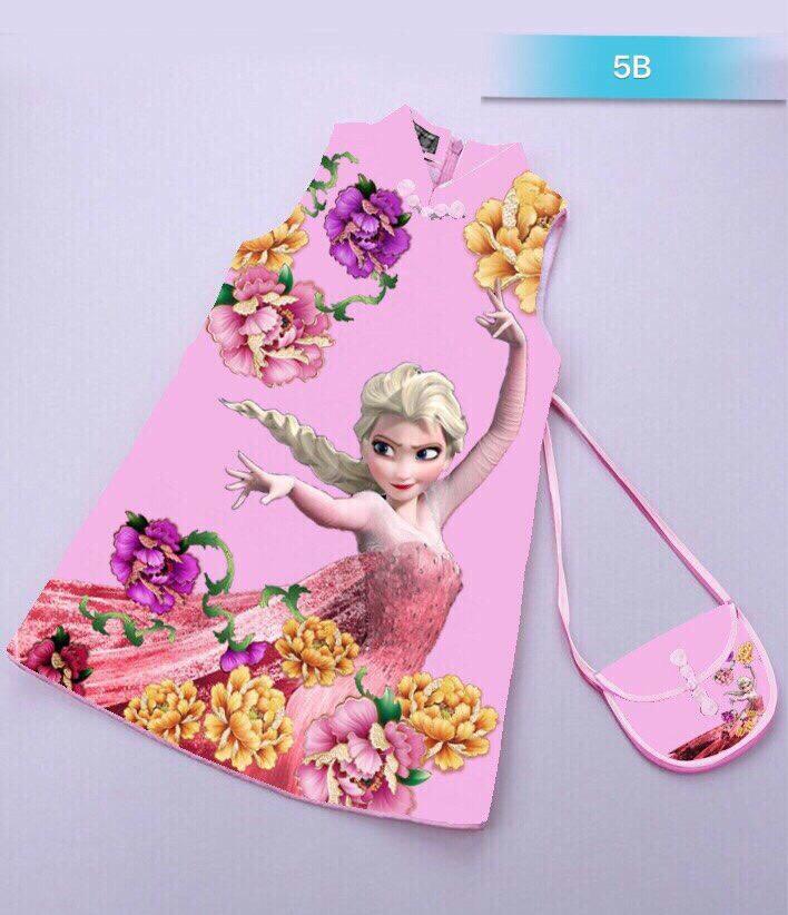 Giá bán Sườn xám elsa bé gái gồm túi D580