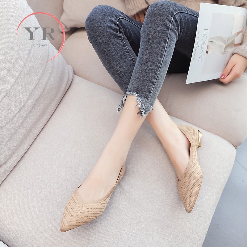 Giày Búp Bê Nữ Mũi Nhọn Thoải Mái Plus Size 35-43