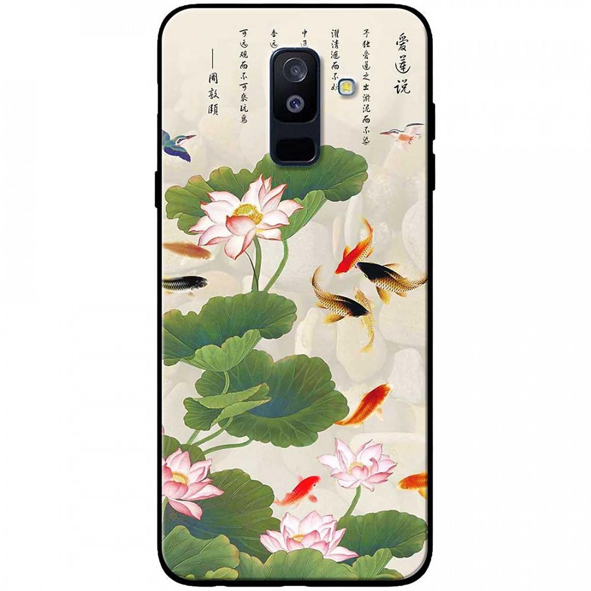 Ốp lưng dành cho Samsung Galaxy A6 Plus mẫu Hoa sen cá