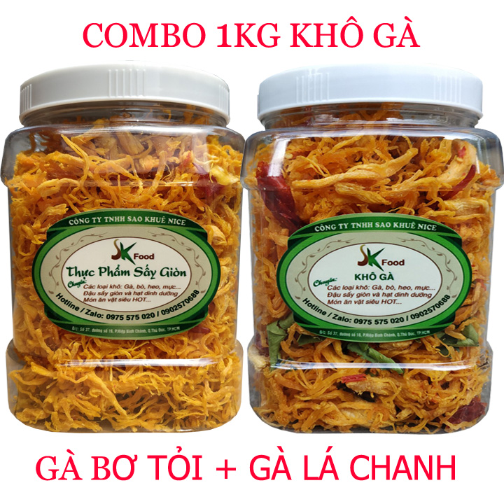 [HCM](COMBO 2 HŨ) 500G GÀ LÁ CHANH VÀ 500 GÀ BƠ TỎI HIỆU SK FOOD