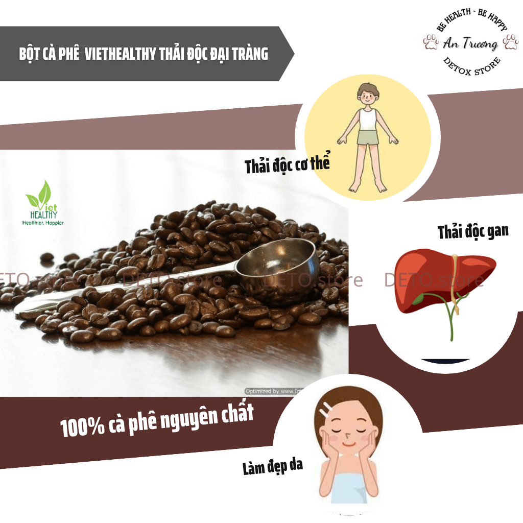 giá sốc bột cà phê nguyên chất enema viet healthy túi 1kg thải độc đại 2