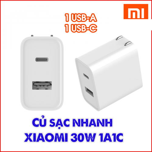 Cốc sạc nhanh type C Xiaomi 30W(1 USB+1 PD Type C)
