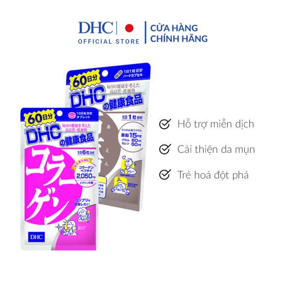 Combo Viên uống DHC Đóng Băng Lão Hoá 60 Ngày (Kẽm & Collagen)