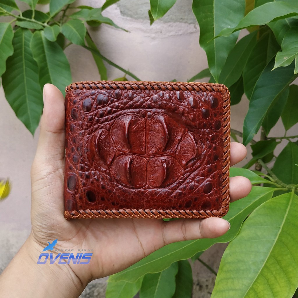 [FREE SHIP] Bóp da cá sấu khẳng định đẳng cấp [GÙ CÁ SẤU NÂU ĐỎ RẤT ĐẸP] 2 mặt da cá sấu 100%