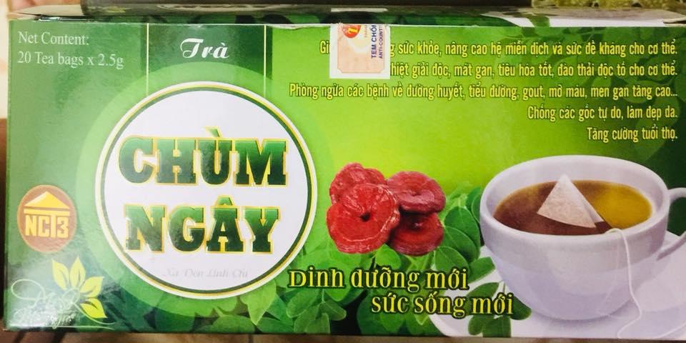 Trà chùm ngây xạ đen, linh chi