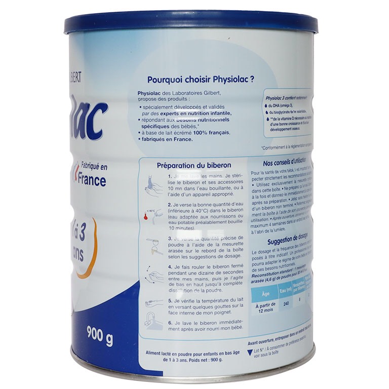 [Mẫu mới] Sữa Physiolac số 3 900g
