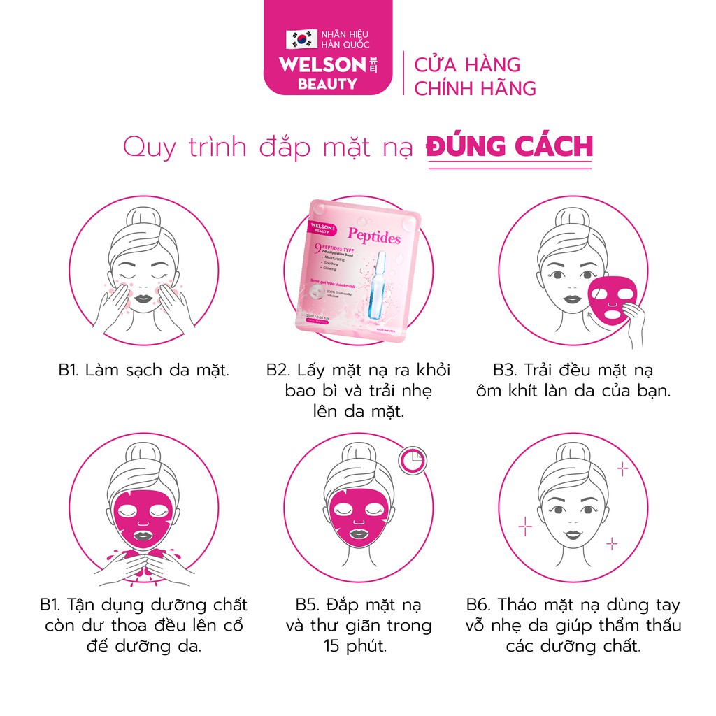 [H&B GIFTS] Combo 3 miếng Mặt Nạ Peptides Dưỡng Ẩm Căng Bóng Da