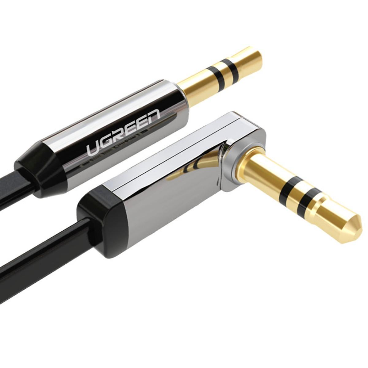 Cáp Audio 3.5mm (M/M) Ugreen 10598 (dài 1.5M) Đầu Bẻ Góc 90 Độ Chính Hãng