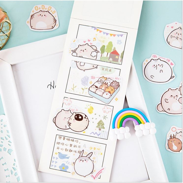 Bộ 46 Sticker Mèo Ú Hàn Quốc dán trang trí E47