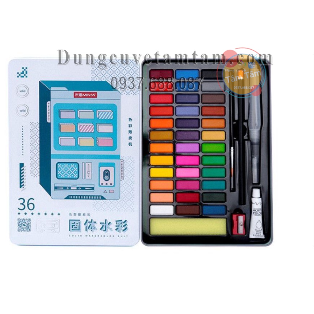 Màu nước himi dạng nén 36 màu bộ 36/48 - watercolor kit himi